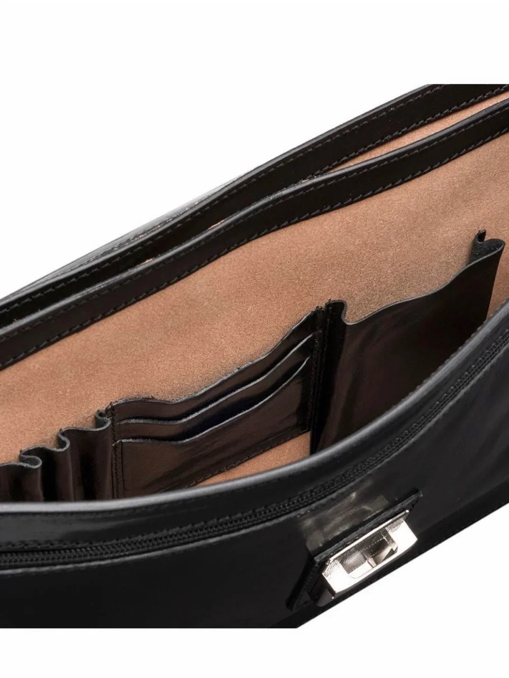 The Paolo3 Classic Leather Briefcase for Men - Black